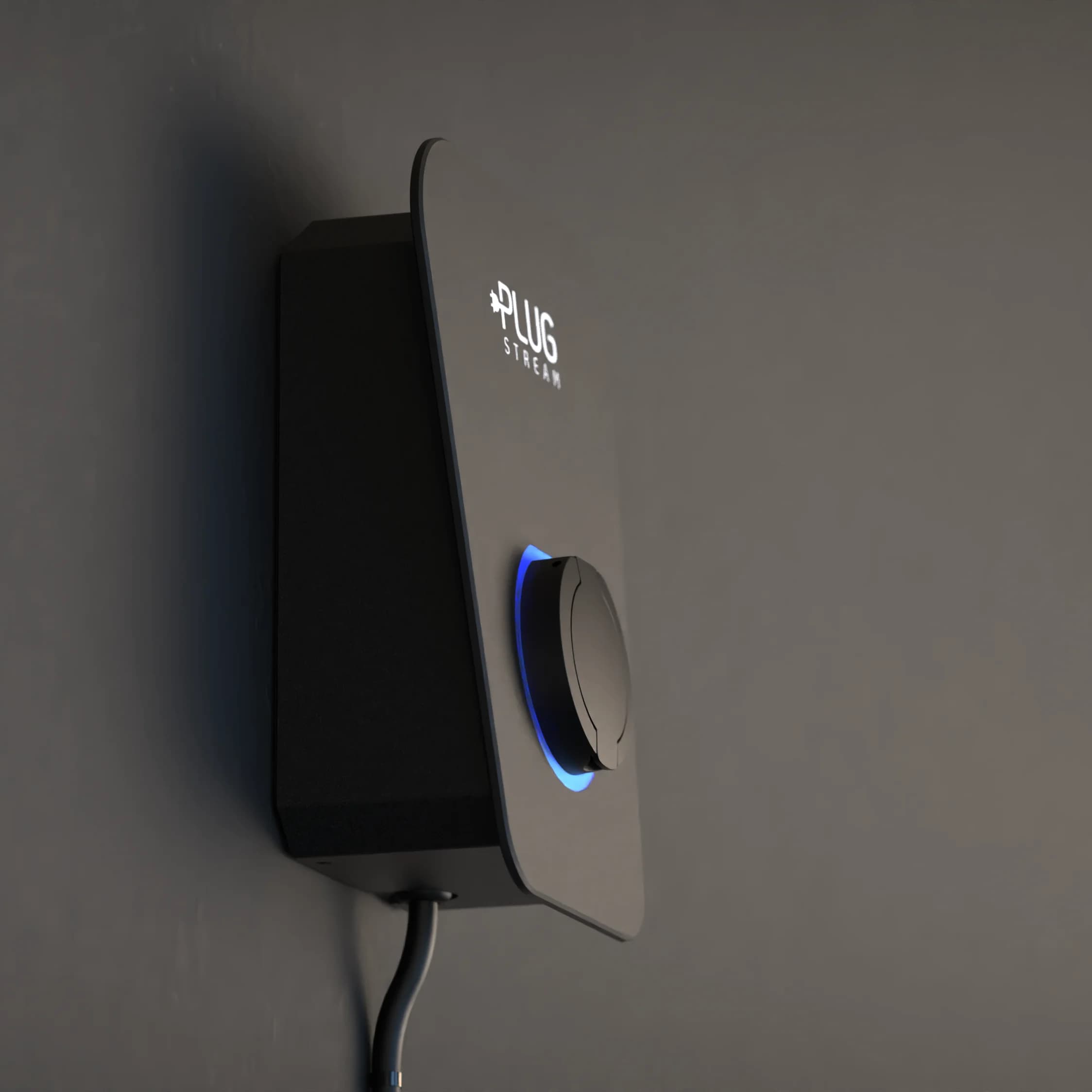 PlugStream 7 charger side view showing compact wall-mounted design